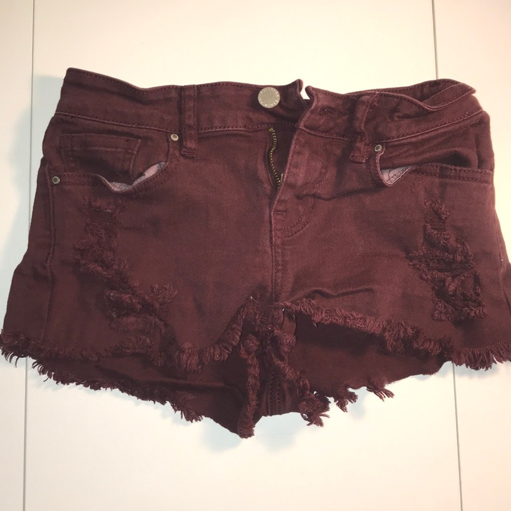 Maroon Bullhead denim shorts